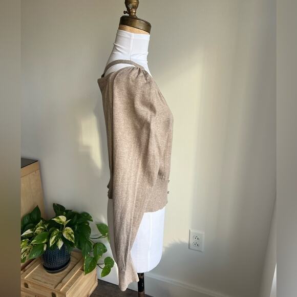ANTHROPOLOGIE MOTH CARDIGAN SWEATER TAN SHOULDER CUTOUT SIZE S - Picture 3 of 9